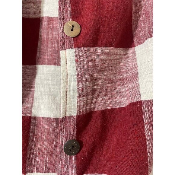 Red and Cream Plaid Shacket Oversized Fit - Picture 4 of 7